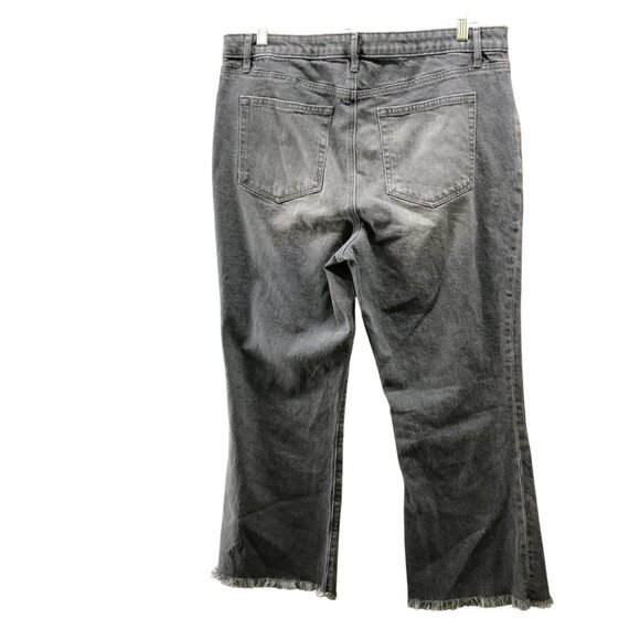 Loft Kick Crop Jeans Womens 14 / 32 Gray Raw Hem Stretch High Rise - Picture 2 of 11